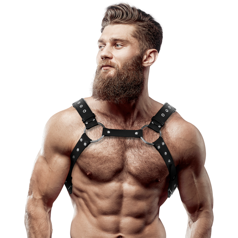 FETISH SUBMISSIVE ATTITUDINE - IMBRACATURA PER IL PETTO IN ECOPELLE DA UOMO CON BORCHIE Fetish Submissive Attitude