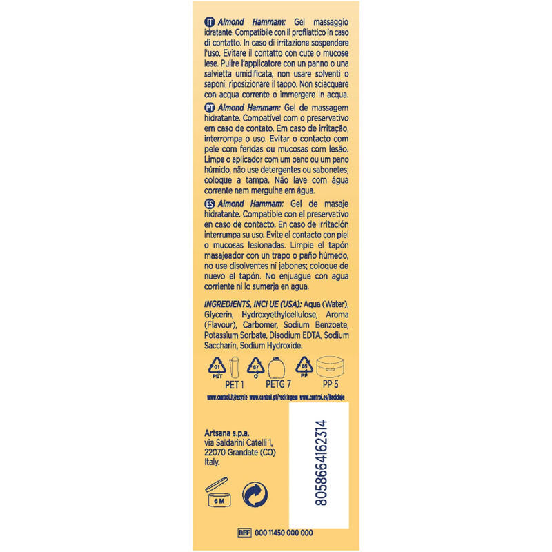 CONTROL - GEL DA MASSAGGIO HAMMAM ALLE MANDORLE 3 IN 1 200 ML Control Lubes