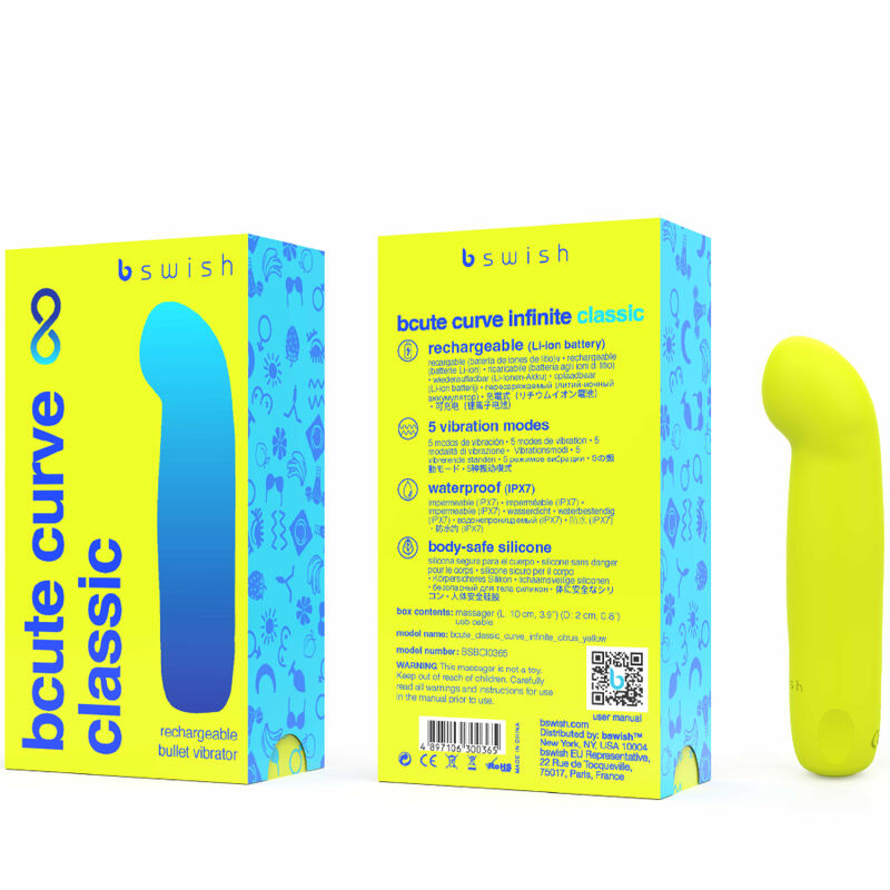 B SWISH - BCUTE CURVE INFINITE CLASSIC VIBRATORE IN SILICONE RICARICABILE GIALLO B Swish