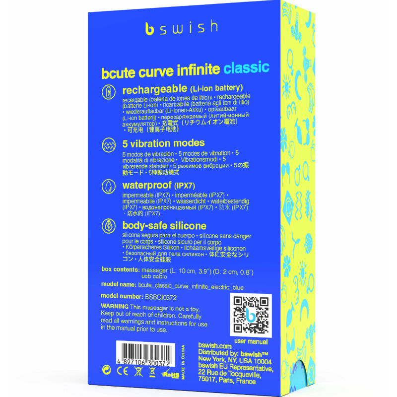 B SWISH - BCUTE CURVE INFINITE CLASSIC VIBRATORE RICARICABILE IN SILICONE BLU B Swish