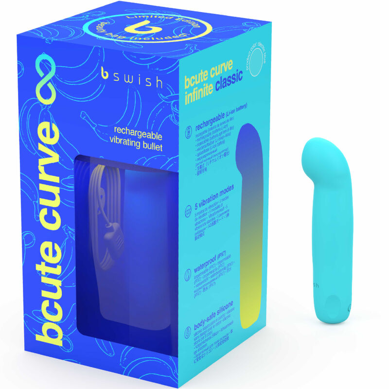 B SWISH - VIBRATORE RICARICABILE IN SILICONE BLU BCUTE CURVE INFINITE CLASSIC EDIZIONE LIMITATA B Swish