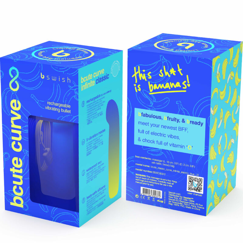 B SWISH - VIBRATORE RICARICABILE IN SILICONE BLU BCUTE CURVE INFINITE CLASSIC EDIZIONE LIMITATA B Swish