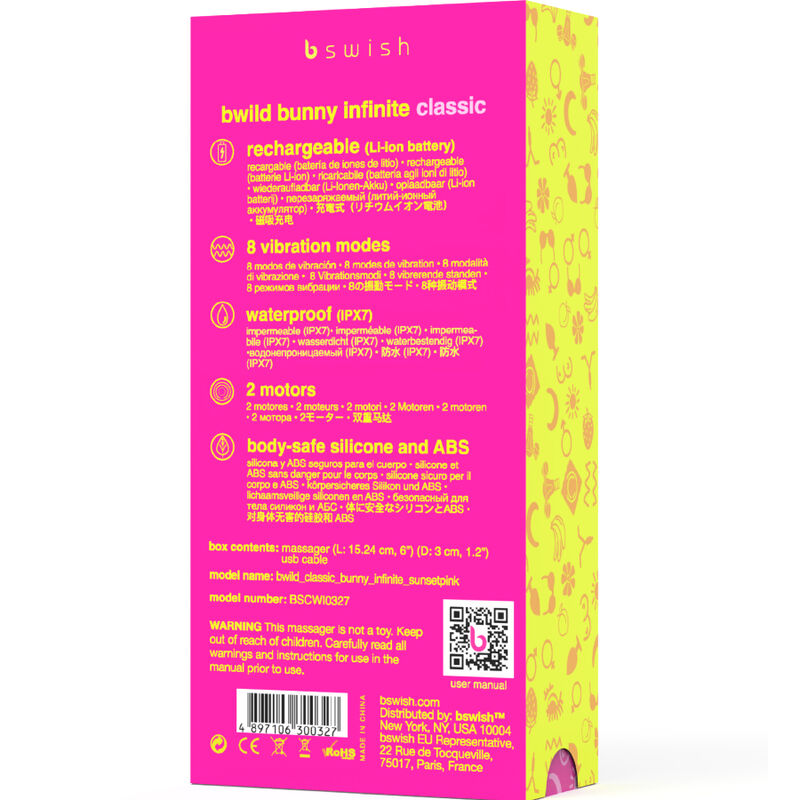 B SWISH - BWILD BUNNY INFINITE CLASSIC VIBRATORE RICARICABILE IN SILICONE ROSA B Swish
