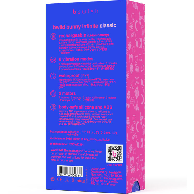 B SWISH - BWILD BUNNY INFINITE CLASSIC VIBRATORE RICARICABILE IN SILICONE BLU B Swish