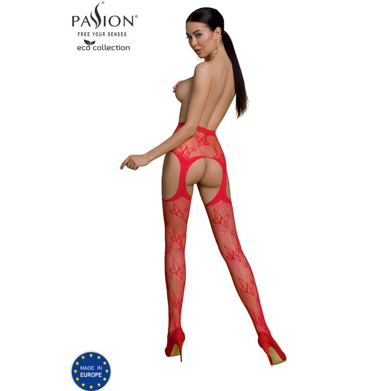 PASSION - COLLEZIONE ECO BODYSTOCKING ECO S001 ROSSO Passion Woman Garter & Stock