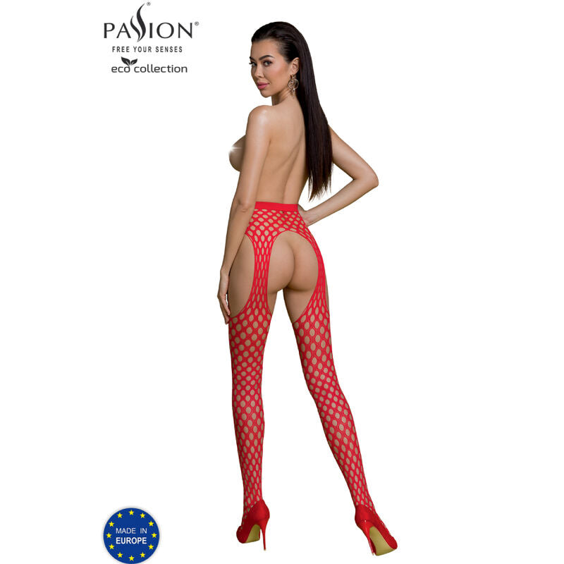 PASSION - COLLEZIONE ECO BODYSTOCKING ECO S003 ROSSO Passion Woman Garter & Stock