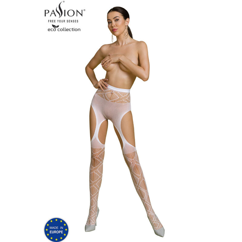PASSION - COLLEZIONE ECO BODYSTOCKING ECO S005 BIANCO Passion Woman Garter & Stock