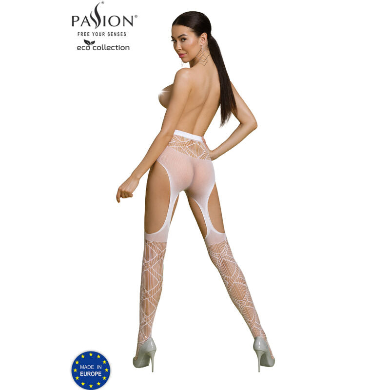 PASSION - COLLEZIONE ECO BODYSTOCKING ECO S005 BIANCO Passion Woman Garter & Stock