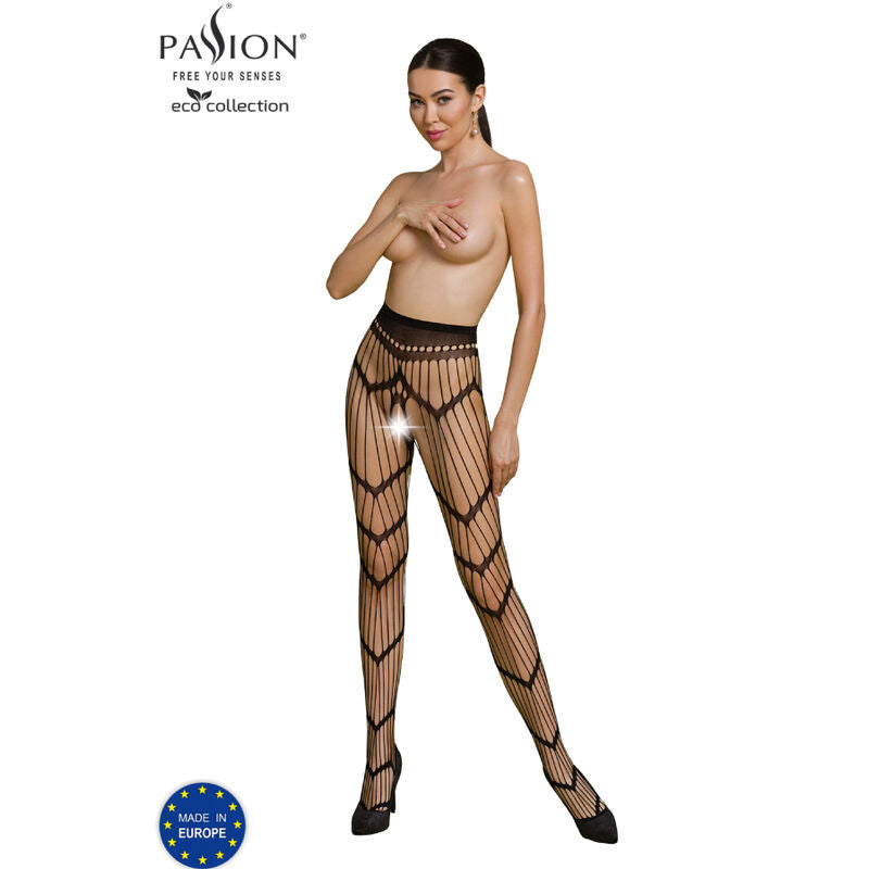 PASSION - COLLEZIONE ECO BODYSTOCKING ECO S006 NERO Passion Woman Garter & Stock