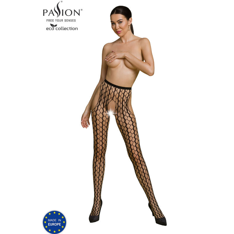 PASSION - COLLEZIONE ECO BODYSTOCKING ECO S007 NERO Passion Woman Garter & Stock