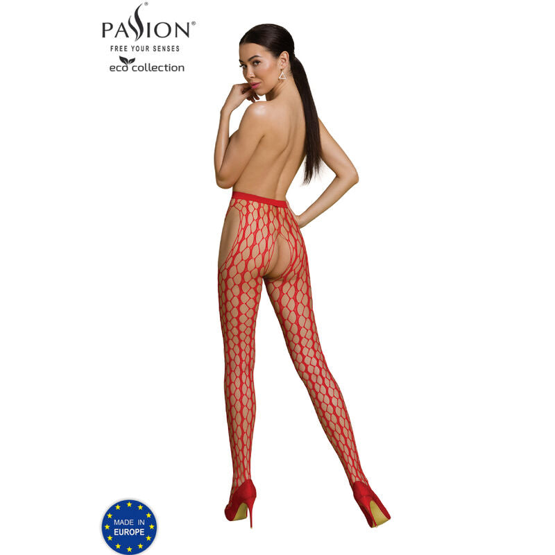 PASSION - COLLEZIONE ECO BODYSTOCKING ECO S007 ROSSO Passion Woman Garter & Stock
