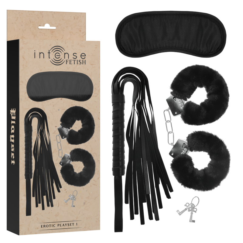 INTENSE - FETISH PLAYSET EROTICO 1 CON MANETTE, MASCHERA CIECA E FLOGGER Intense Fetish