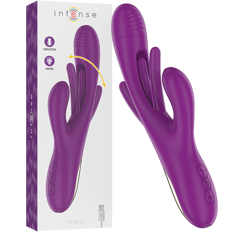 INTENSE - APOLO VIBRATORE MULTIFUNZIONE RICARICABILE 7 VIBRAZIONI CON LINGUA OSCILLANTE VIOLA Intense Fun