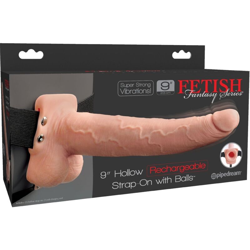 FETISH FANTASY SERIES - IMBRACATURA REGOLABILE PENE REALISTICO CON SFERE RICARICABILI E VIBRATORE 23 CM Fetish Fantasy Series