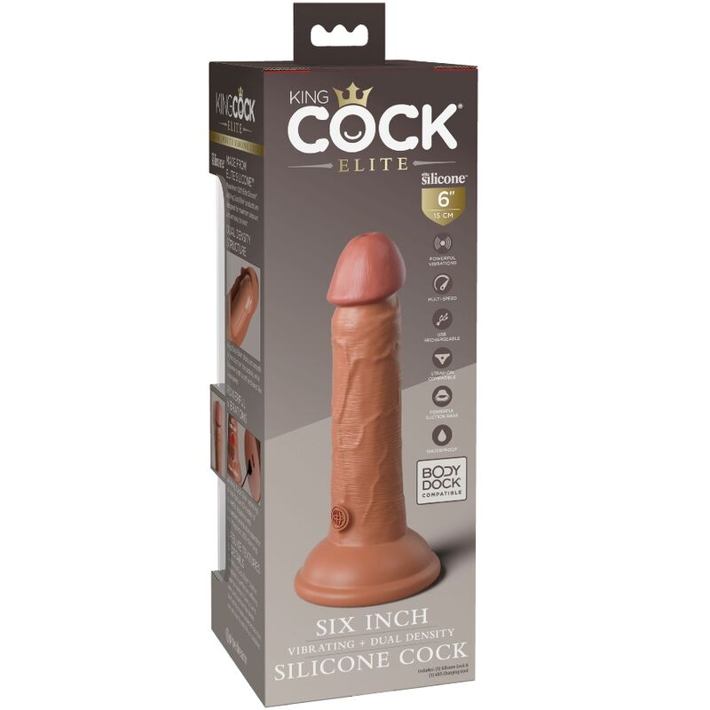 KING COCK - ELITE DILDO REALISTICO VIBRANTE E SILICONE 15.2 CM CARAMEL King Cock