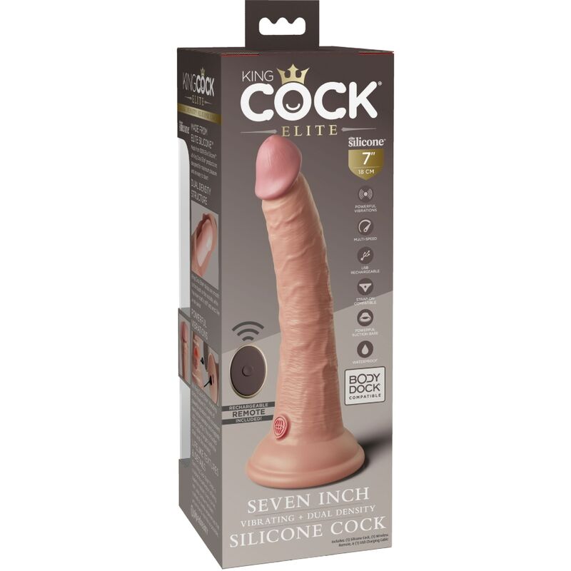 KING COCK - ELITE VIBRATORE DILDO REALISTICO E TELECOMANDO IN SILICONE 17.8 CM King Cock