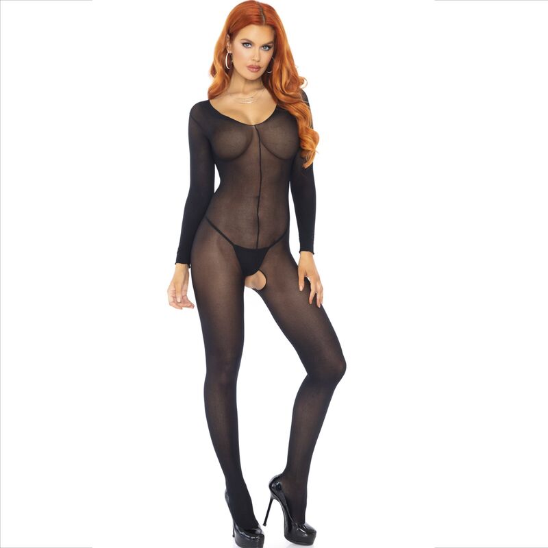 LEG AVENUE - BODYSTOCKING MANICA LUNGA NERO Leg Avenue Bodystockings