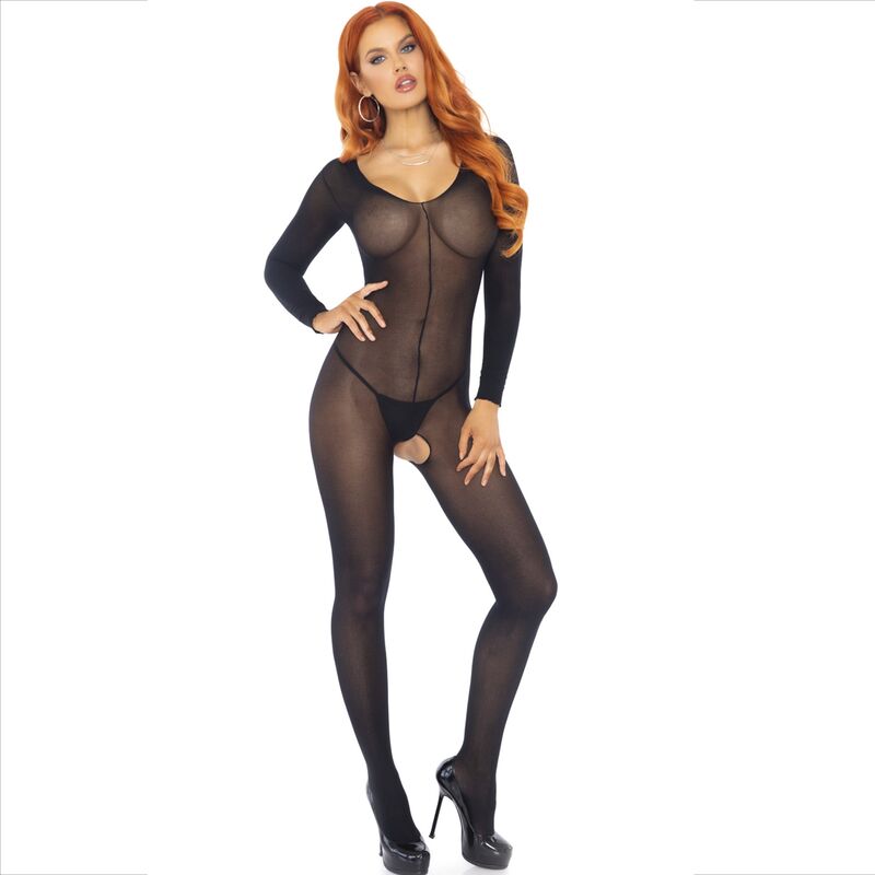 LEG AVENUE - BODYSTOCKING MANICA LUNGA NERO Leg Avenue Bodystockings