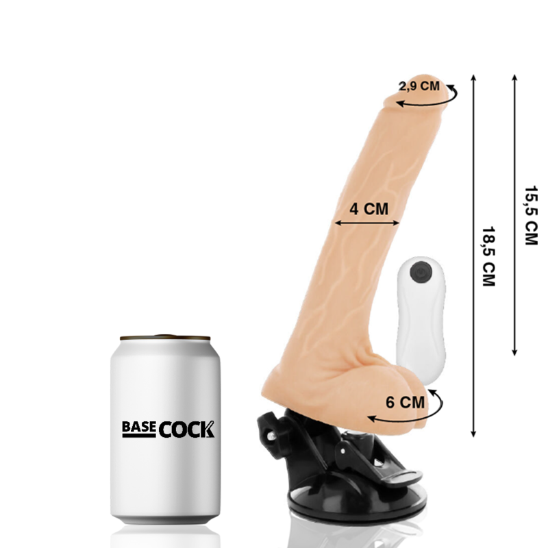 BASECOCK - VIBRATORE ARTICOLABILE TELECOMANDO NATURALE 18.5 CM -O- 4 CM Basecock
