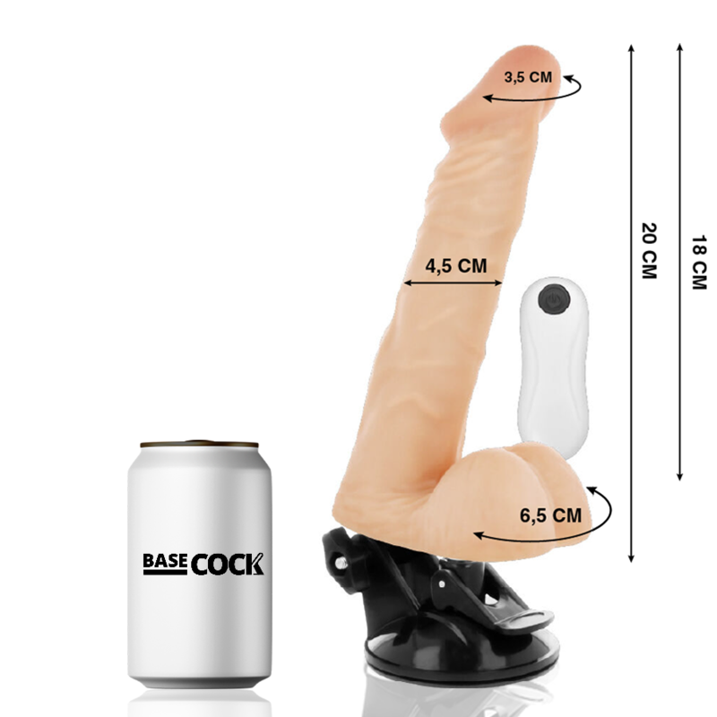 BASECOCK - VIBRATORE ARTICOLABILE TELECOMANDO NATURALE 20 CM -O- 4.5 CM Basecock