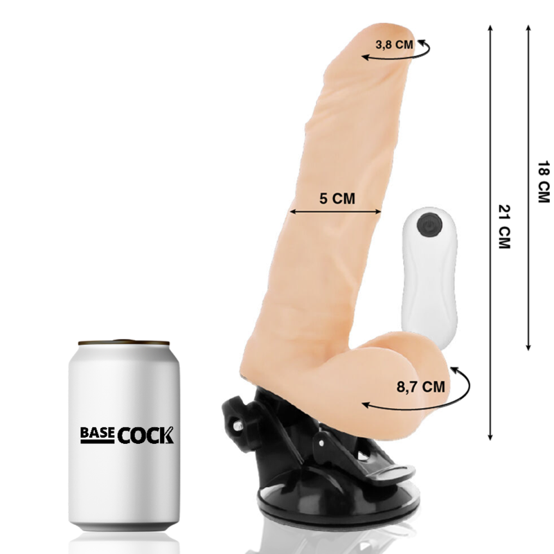 BASECOCK - VIBRATORE ARTICOLABILE TELECOMANDO NATURALE 21 CM -O- 5 CM Basecock