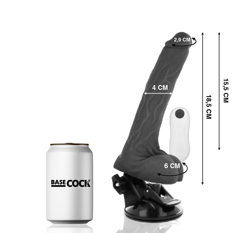 BASECOCK - VIBRATORE ARTICOLABILE TELECOMANDO NERO 18.5 CM -O- 4 CM Basecock