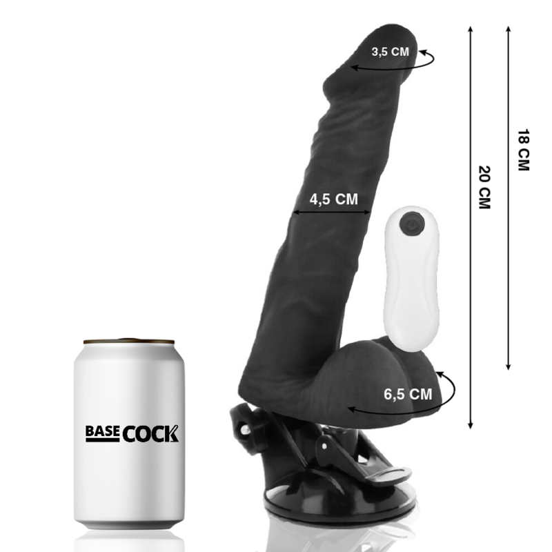 BASECOCK - VIBRATORE ARTICOLABILE TELECOMANDO NERO 20 CM -O- 4.5 CM Basecock