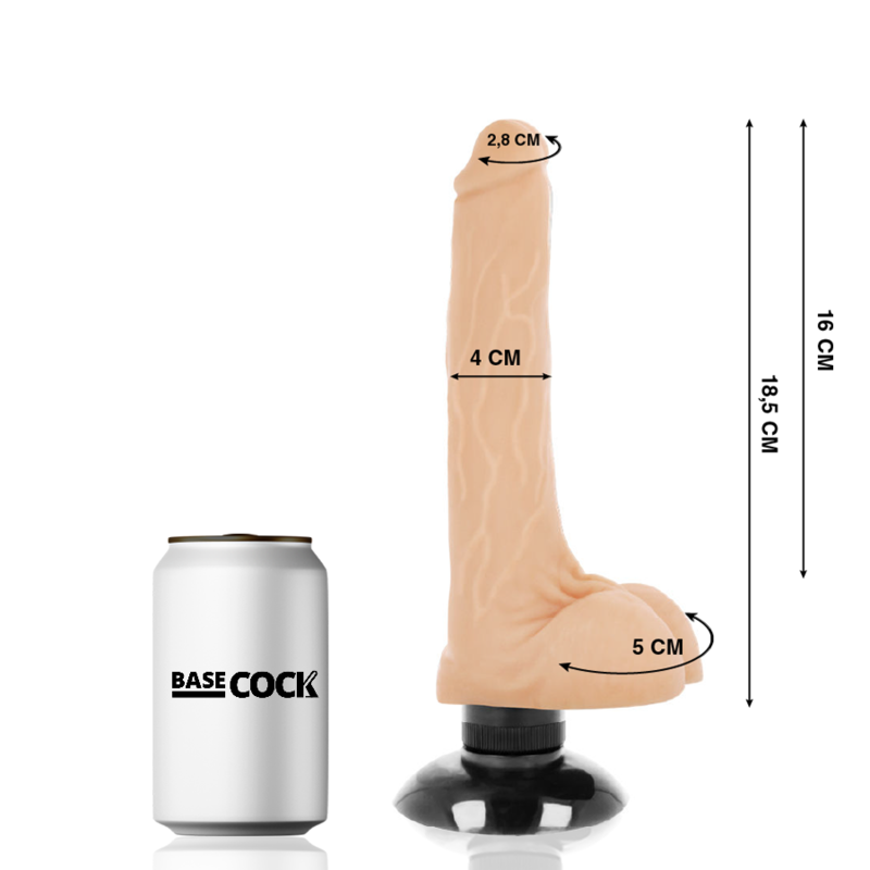 BASECOCK - VIBRATORE REALISTICO 2-1 NATURALE 18.5 CM -O- 4 CM Basecock