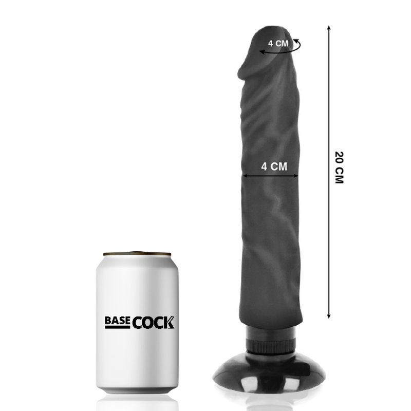 BASECOCK - VIBRATORE REALISTICO 2-1 NERO 20 CM -O- 4 CM Basecock
