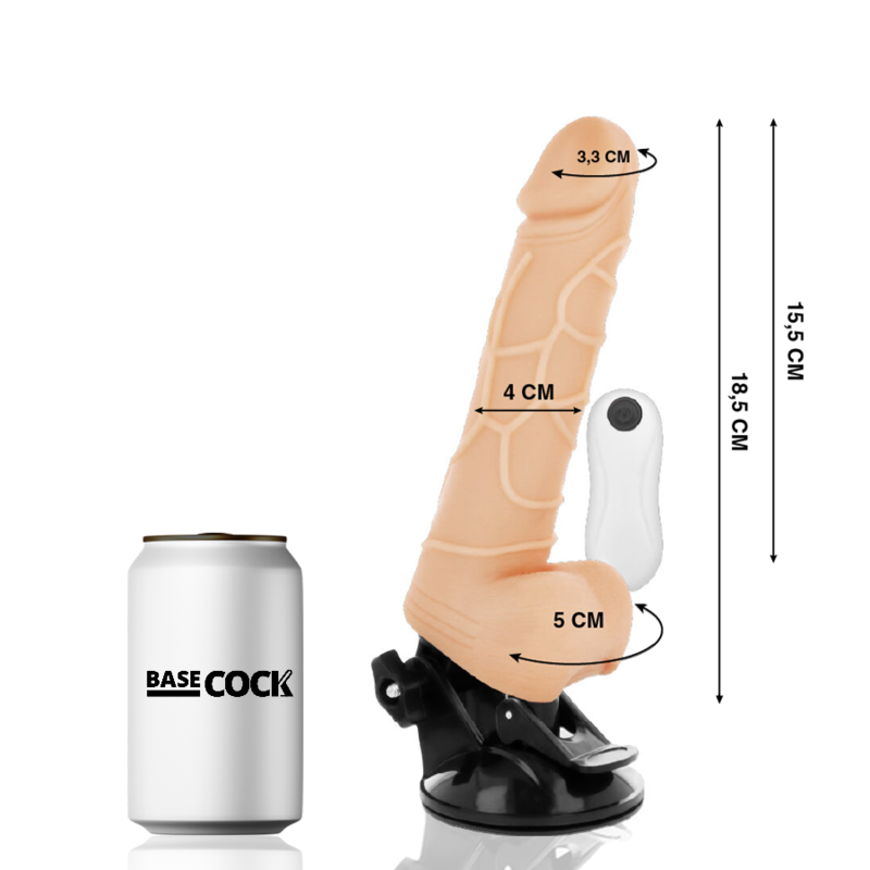 BASECOCK - VIBRATORE TELECOMANDO NATURALE REALISTICO 18.5 CM -O- 4CM Basecock