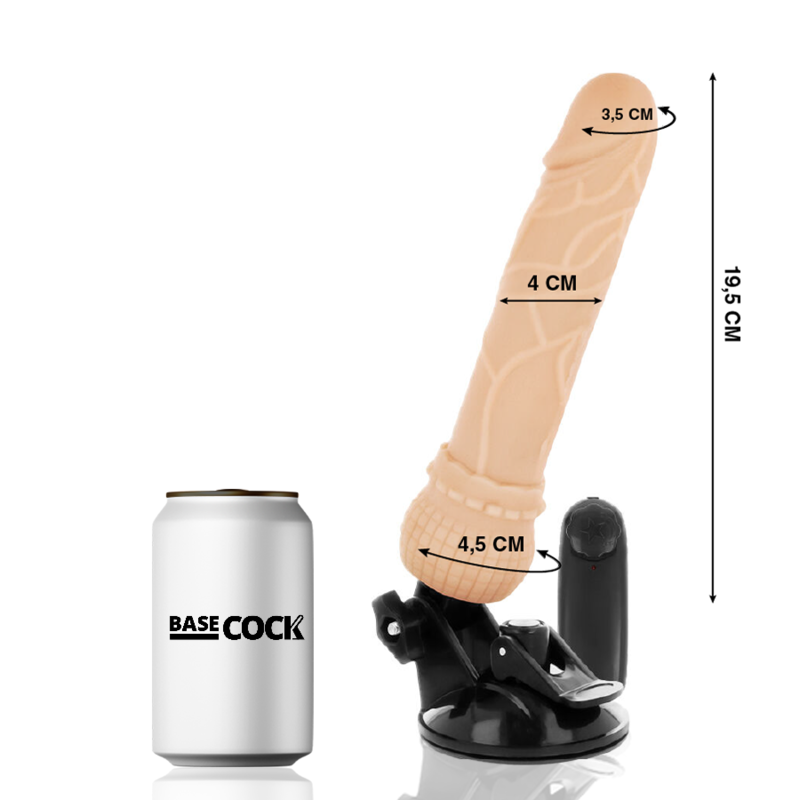 BASECOCK - VIBRATORE TELECOMANDO NATURALE REALISTICO 19.5 CM -O- 4 CM Basecock