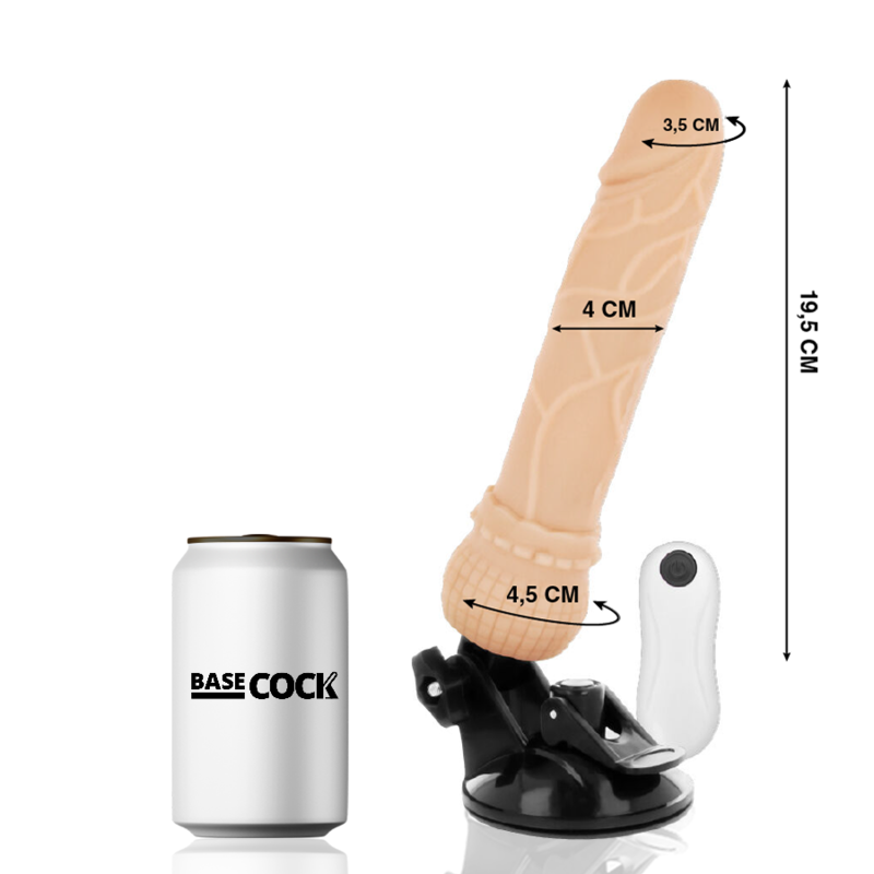 BASECOCK - VIBRATORE TELECOMANDO NATURALE REALISTICO 19.5 CM -O- 4 CM Basecock