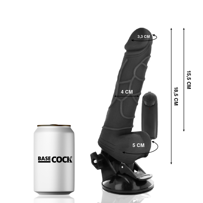 BASECOCK - VIBRATORE REALISTICO TELECOMANDO NERO 18.5 CM -O- 4CM Basecock