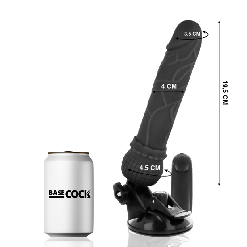 BASECOCK - VIBRATORE REALISTICO TELECOMANDO NERO 19.5 CM -O- 4 CM Basecock