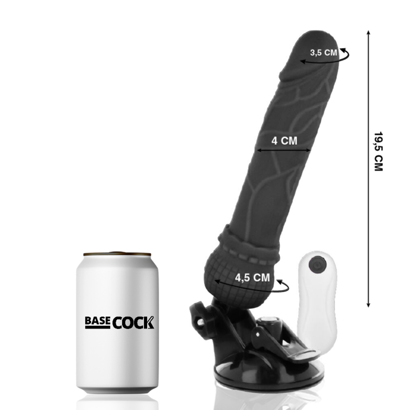 BASECOCK - VIBRATORE REALISTICO TELECOMANDO NERO 19.5 CM -O- 4 CM Basecock