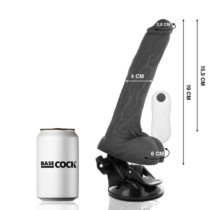 BASECOCK - VIBRATORE REALISTICO TELECOMANDO NERO 19 CM -O- 4 CM Basecock