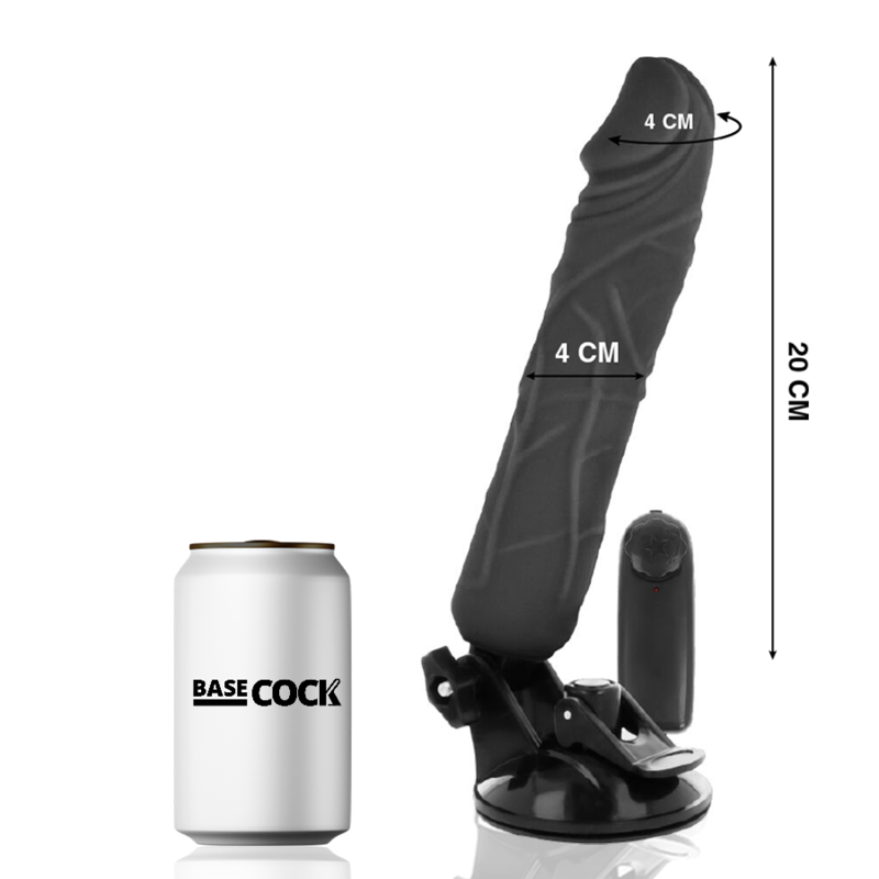 BASECOCK - VIBRATORE REALISTICO TELECOMANDO NERO 20 CM -O- 4 CM Basecock