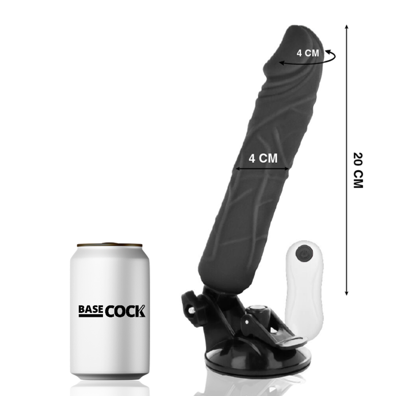 BASECOCK - VIBRATORE REALISTICO TELECOMANDO NERO 20 CM -O- 4 CM Basecock