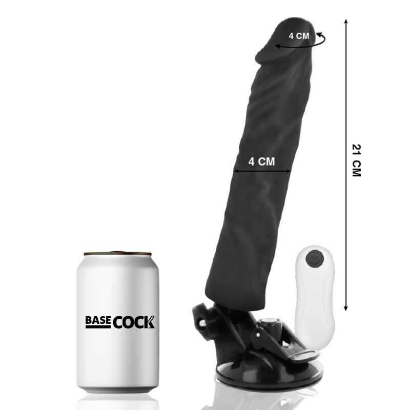 BASECOCK - VIBRATORE REALISTICO TELECOMANDO NERO 21 CM -O- 4 CM Basecock