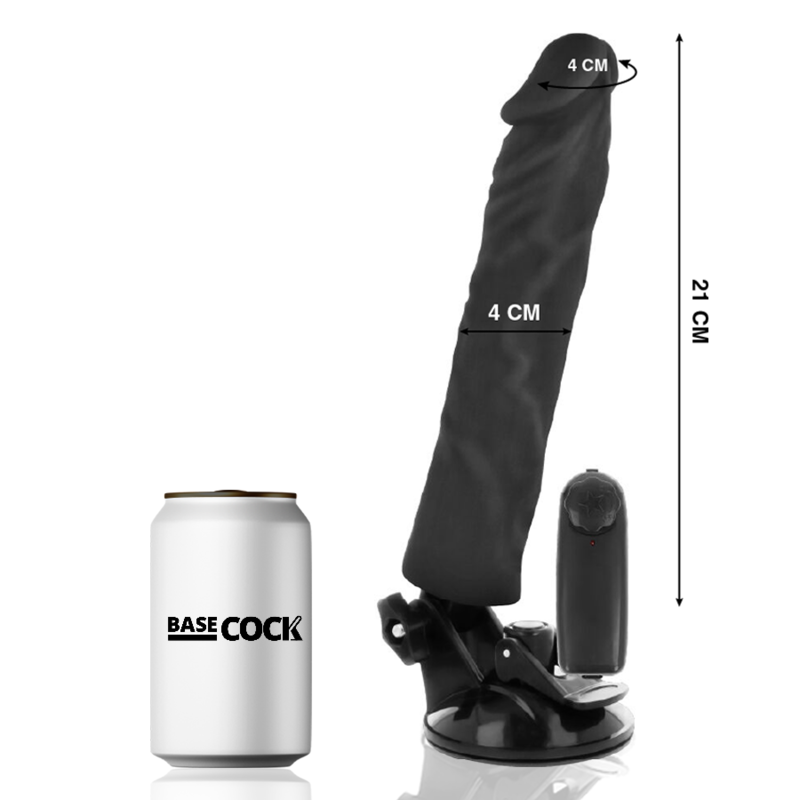 BASECOCK - VIBRATORE REALISTICO TELECOMANDO NERO 21 CM -O- 4 CM Basecock
