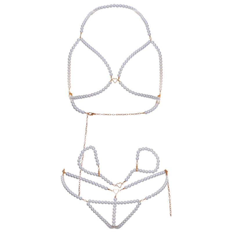LEG AVENUE - SET POLSINI REGGISENO E PERIZOMA CON PERLE Leg Avenue Kink
