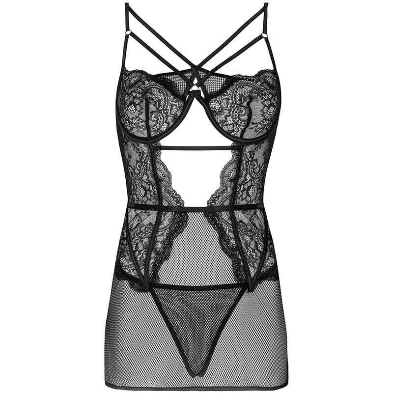 LIVCO CORSETTI FASHION - BARIRIN LC 90633 CAMICIA + PANTY NERO L/XL Livco Corsetti Sets