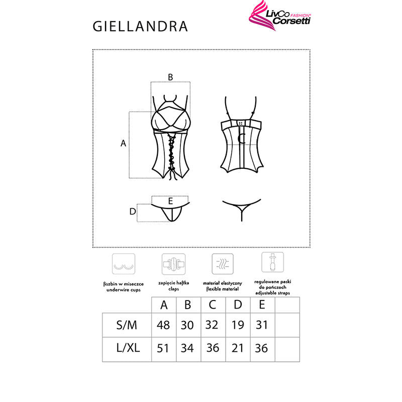 LIVCO CORSETTI FASHION - COLLEZIONE GIELLANDRA FOR THE SENSES CORSETTO + PANTY NERO Livco Corsetti Sets