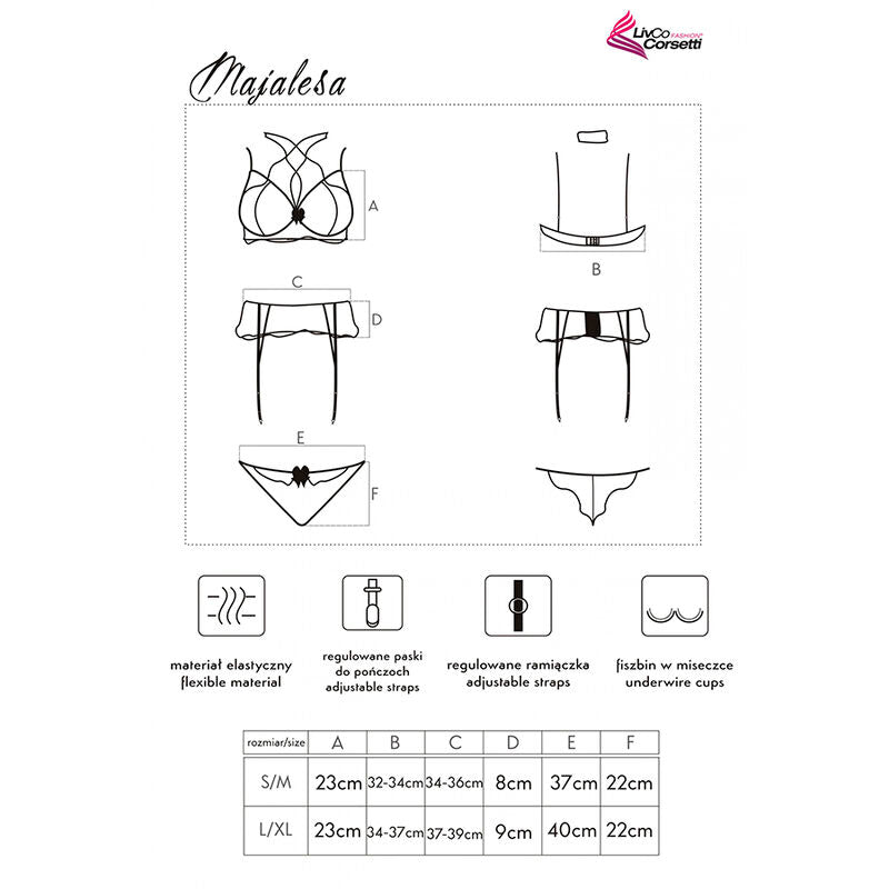 LIVCO CORSETTI FASHION - MAJALESA LC 90526 REGGISENO + REGGISENO + SLIP NERO Livco Corsetti Sets
