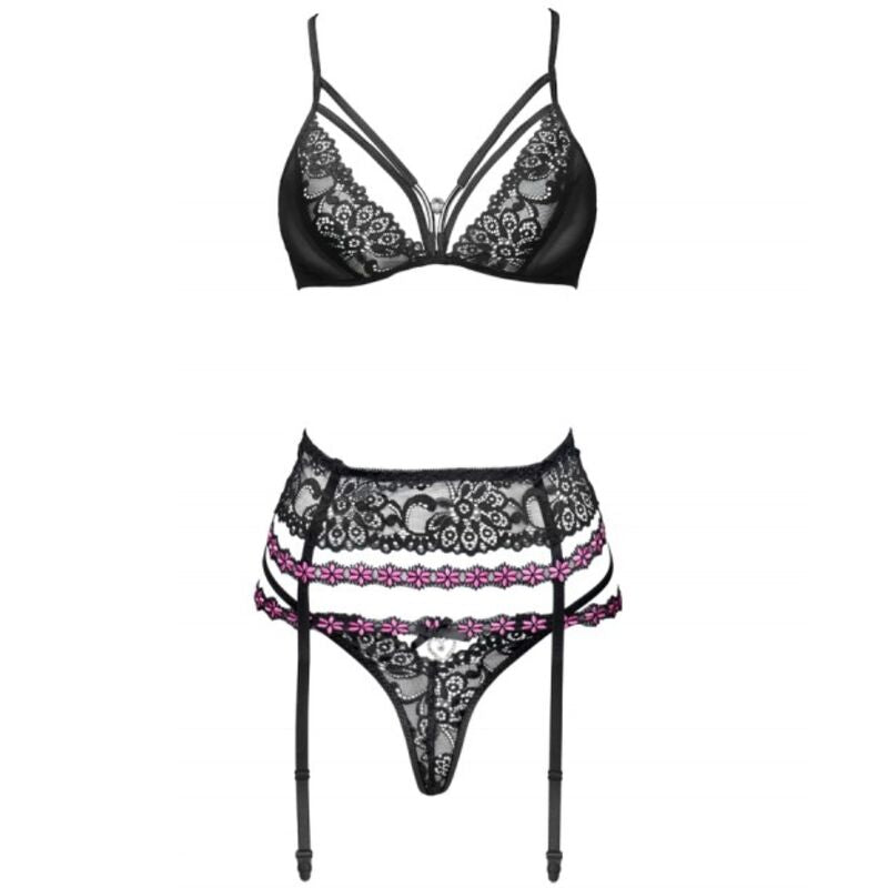 LIVCO CORSETTI FASHION - SNEHANA LC 90443 REGGISENO + REGGISENO + SLIP NERO Livco Corsetti Sets