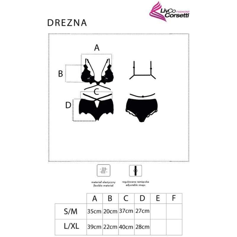 LIVCO CORSETTI FASHION - DREZNA LC 90733 REGGISENO + SLIP NERO Livco Corsetti Sets
