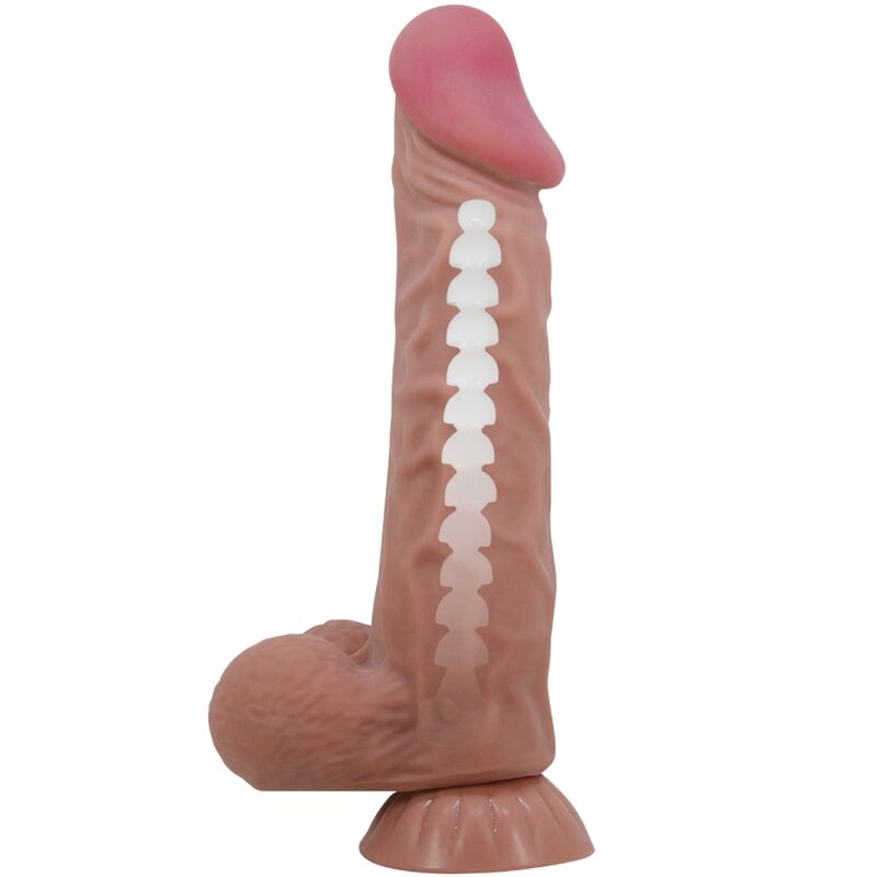 PRETTY LOVE - DILDO REALISTICO SLIDING SKIN SERIES CON VENTOSA SCORREVOLE DELLA PELLE MARRONE 24 CM Pretty Love High Grade