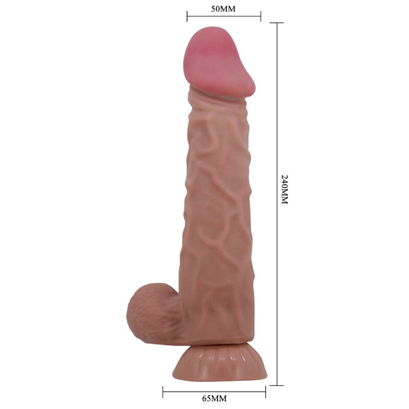 PRETTY LOVE - DILDO REALISTICO SLIDING SKIN SERIES CON VENTOSA SCORREVOLE DELLA PELLE MARRONE 24 CM Pretty Love High Grade