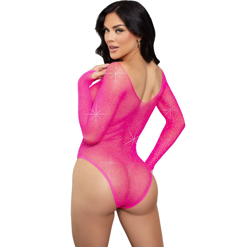 LEG AVENUE - BODY MANICA LUNGA CRISTALLIZZATO FUCSIA Leg Avenue Teddies
