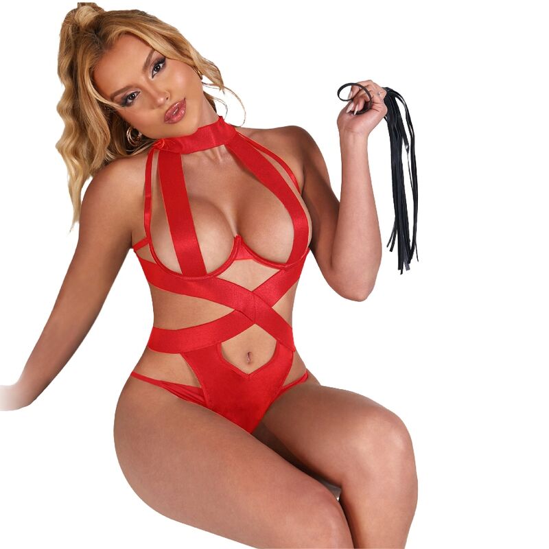 SUBBLIME - CORPO SEXY CON CAVETTA E IMBRACATURA ROSSO L/XL Subblime Bodies